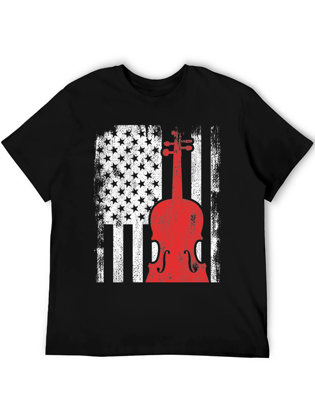 American Flag Violin Graphic T-Shirt