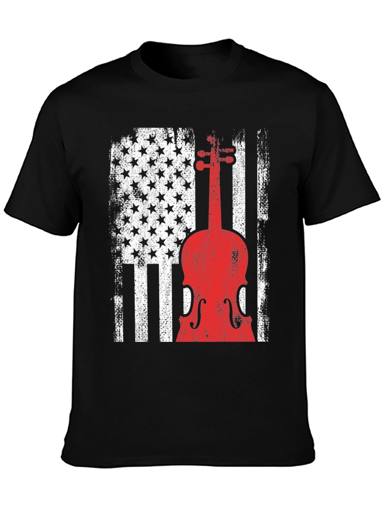 American Flag Violin Graphic T-Shirt