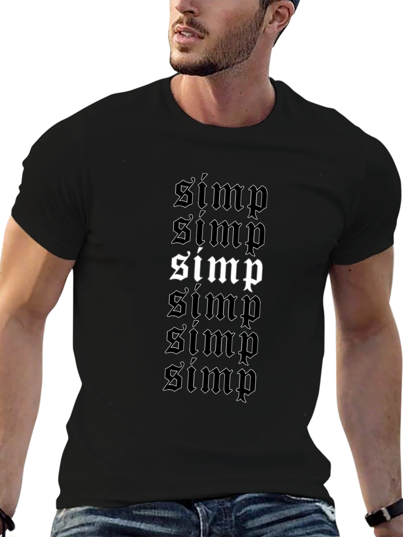 Simp Graphic Print T-Shirt - Black