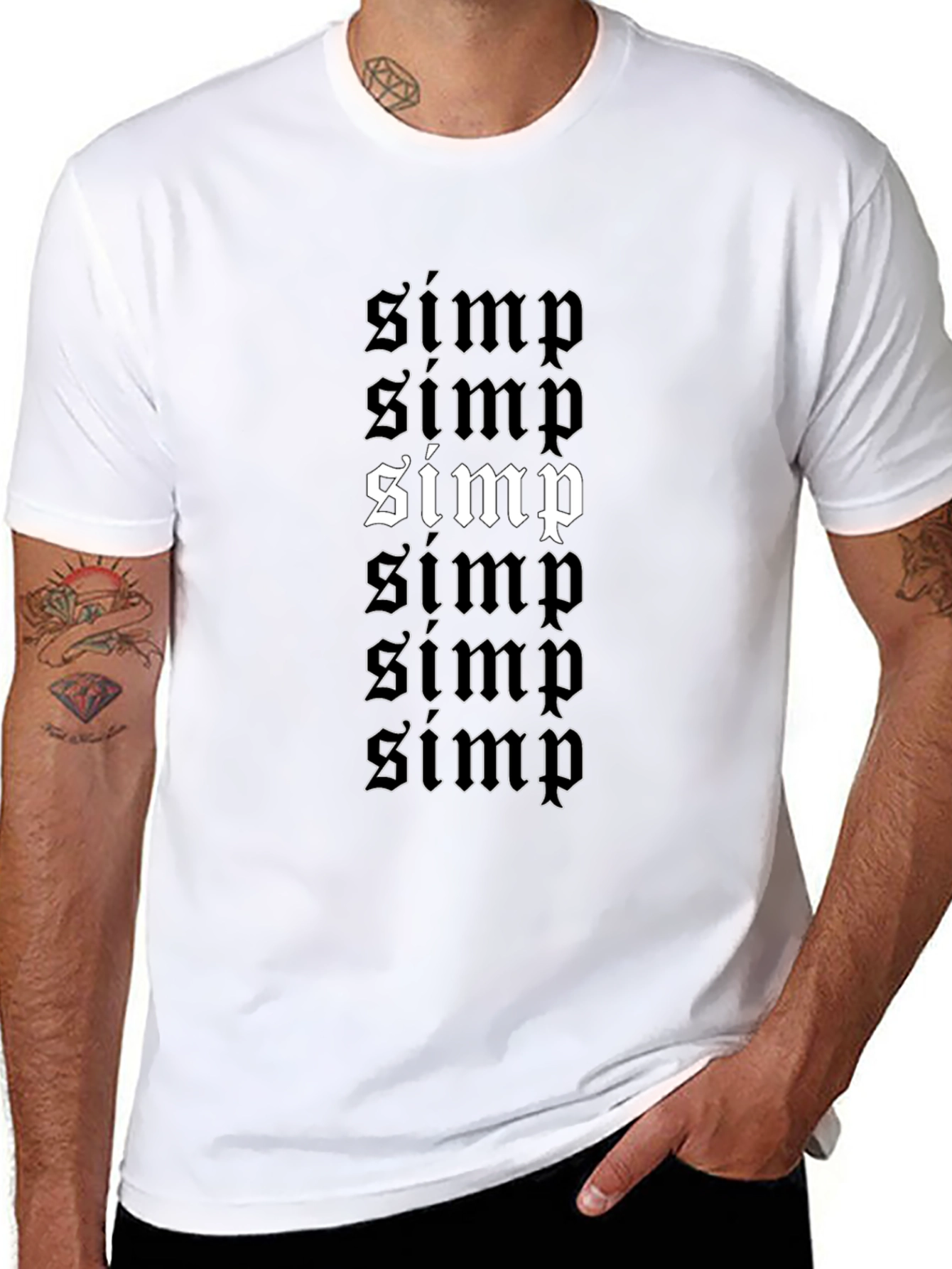 Simp Graphic Print T-Shirt - Black
