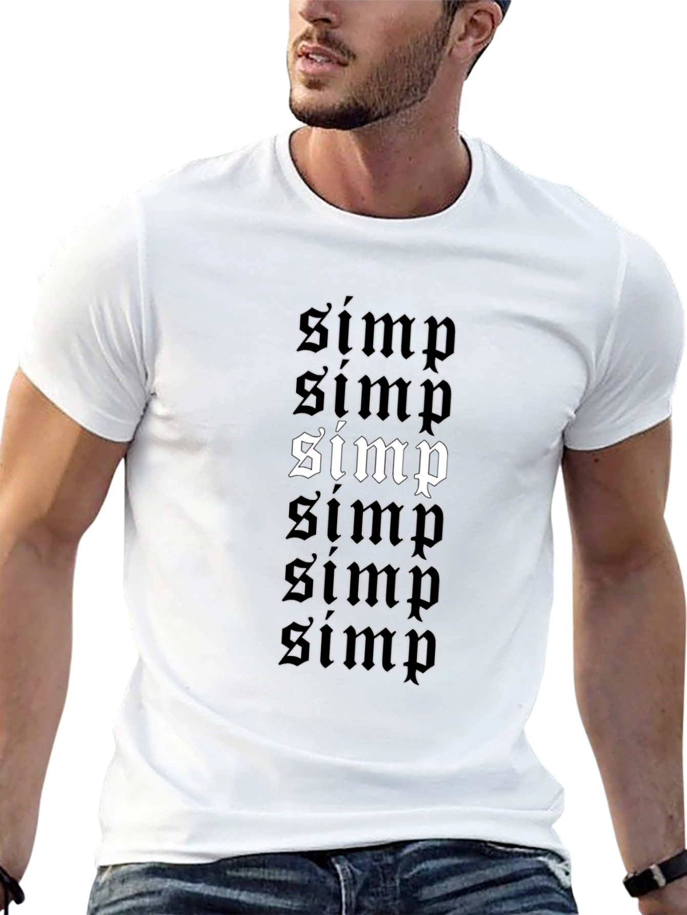 Simp Graphic Print T-Shirt - Black