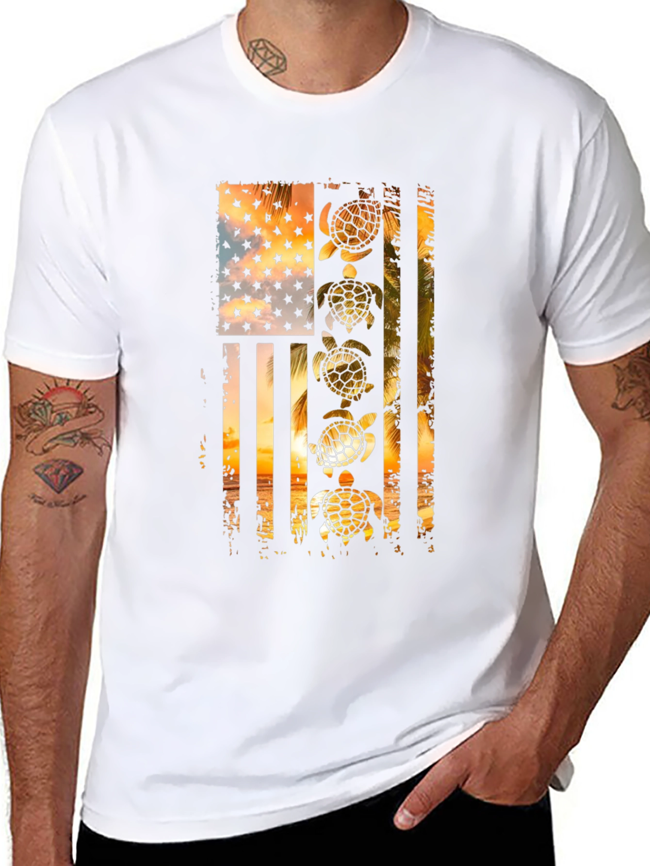 American Flag Sea Turtle Graphic Tee