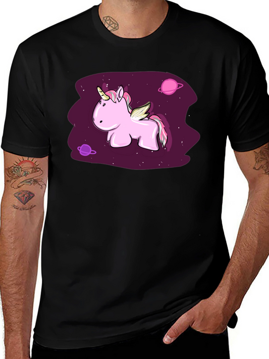 Unicorn Space T-Shirt - Black Cotton Graphic Tee