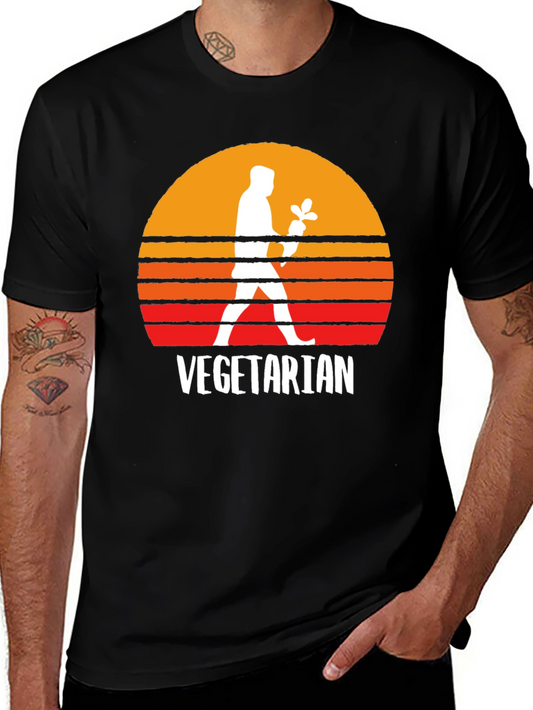 Vegetarian Sunset Graphic Tee - Black