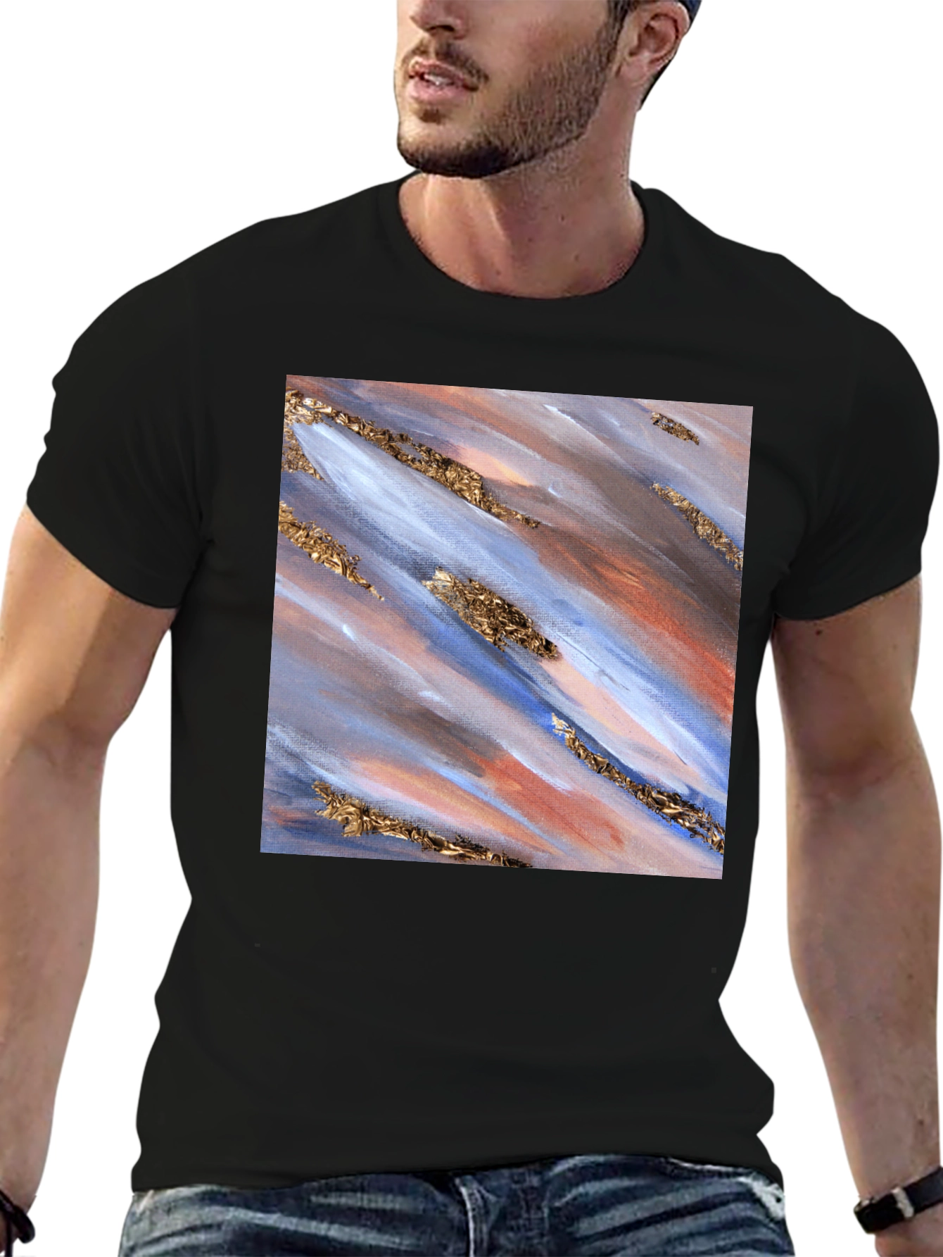 Abstract Art Print Black T-Shirt