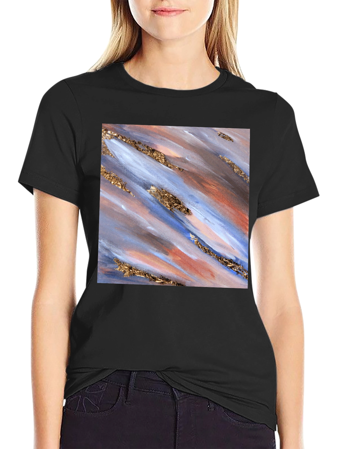 Abstract Art Print Black T-Shirt