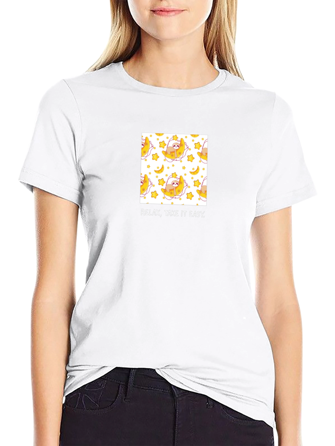 Relax Take it Easy Sloth Moon T-Shirt