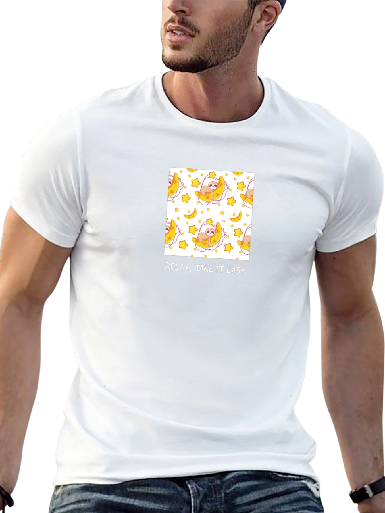 Relax Take it Easy Sloth Moon T-Shirt