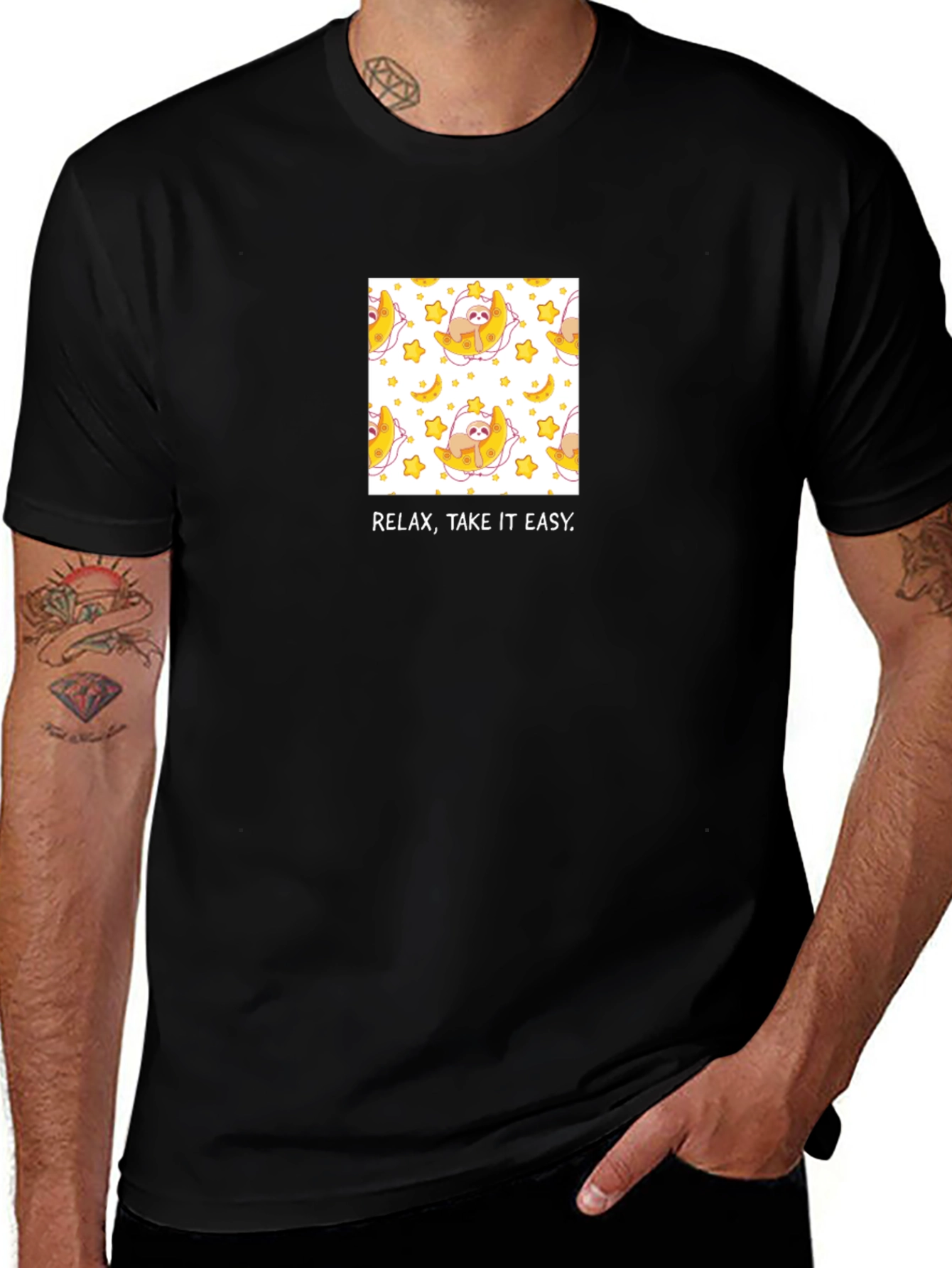 Relax Take it Easy Sloth Moon T-Shirt