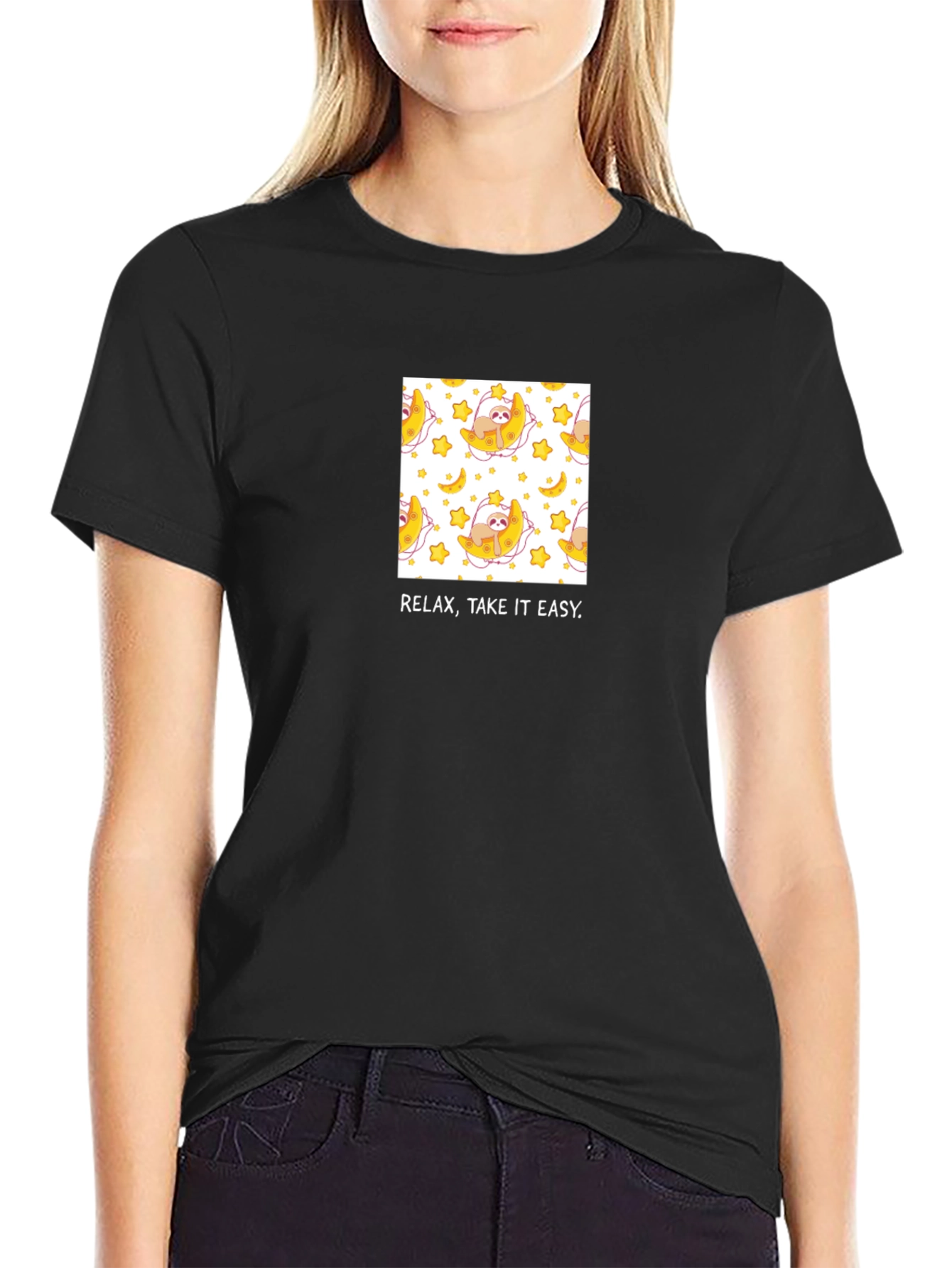 Relax Take it Easy Sloth Moon T-Shirt