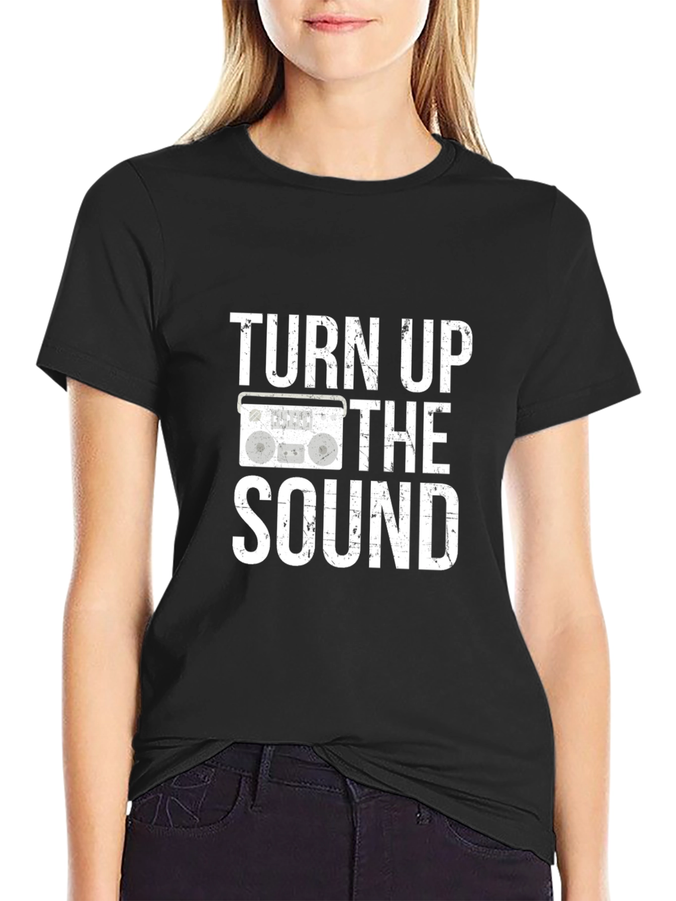 Turn Up The Sound Black Graphic Tee Shirt