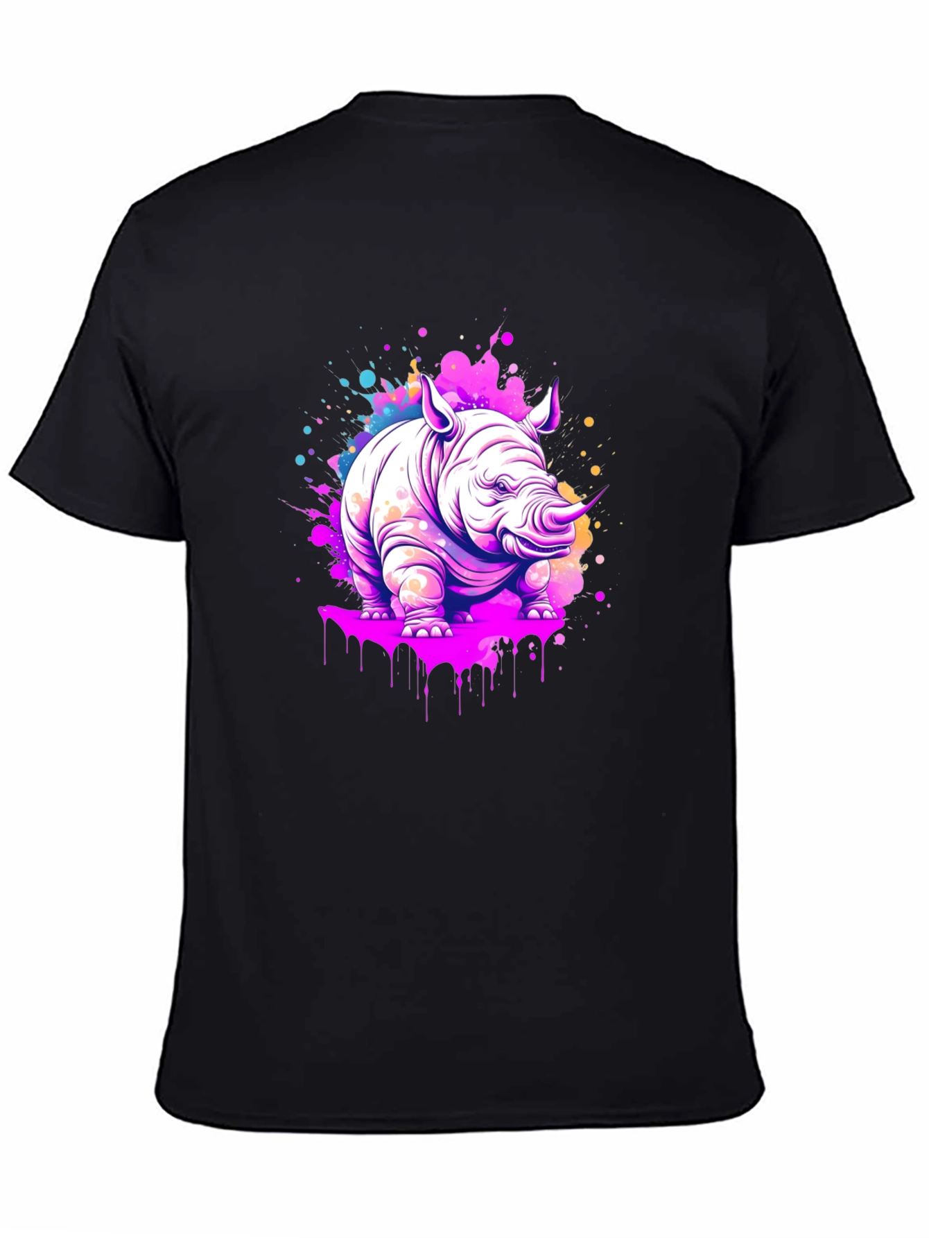 Vibrant Rhino Graphic Tee - Modern Art Style