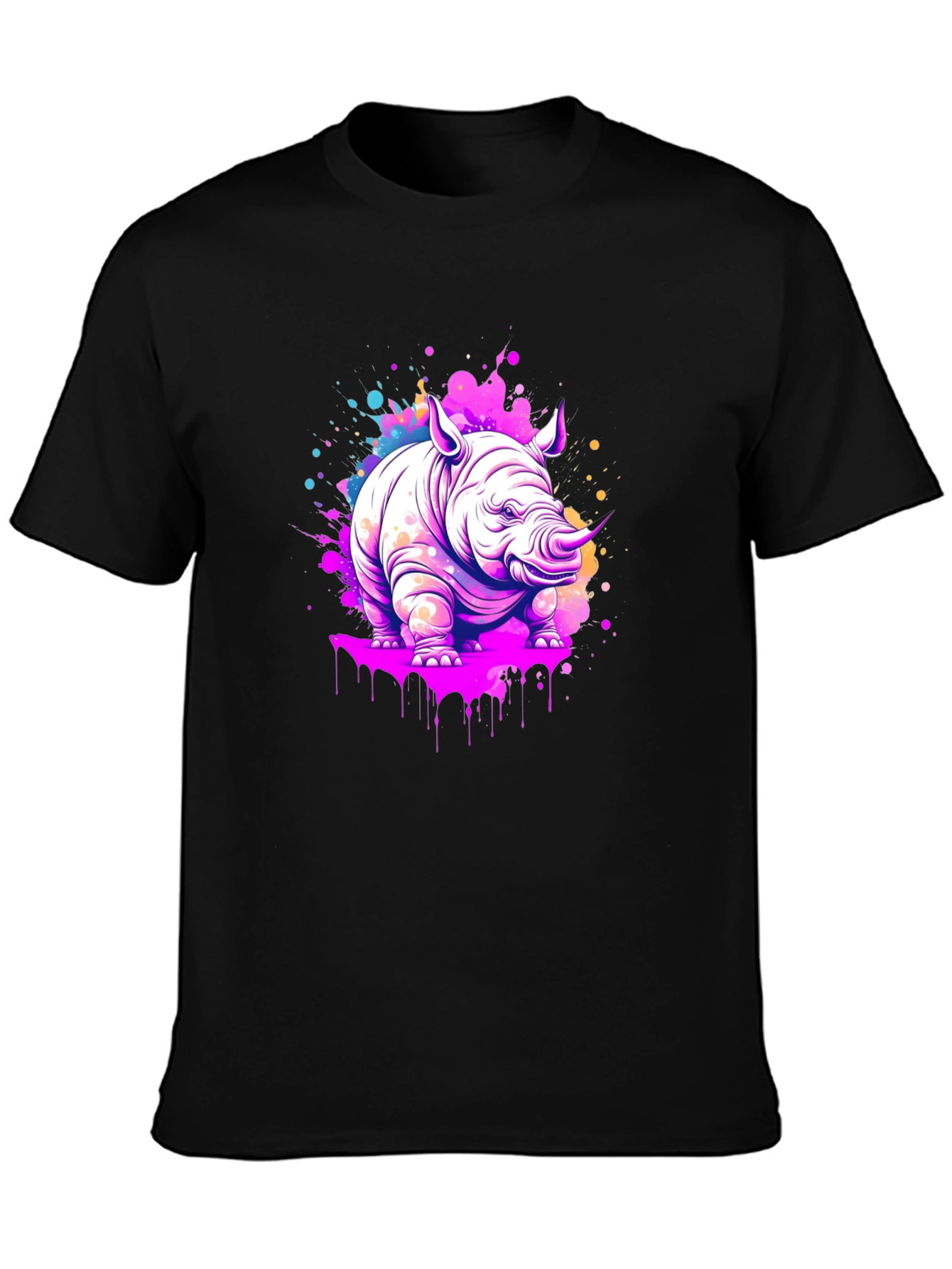 Vibrant Rhino Graphic Tee - Modern Art Style
