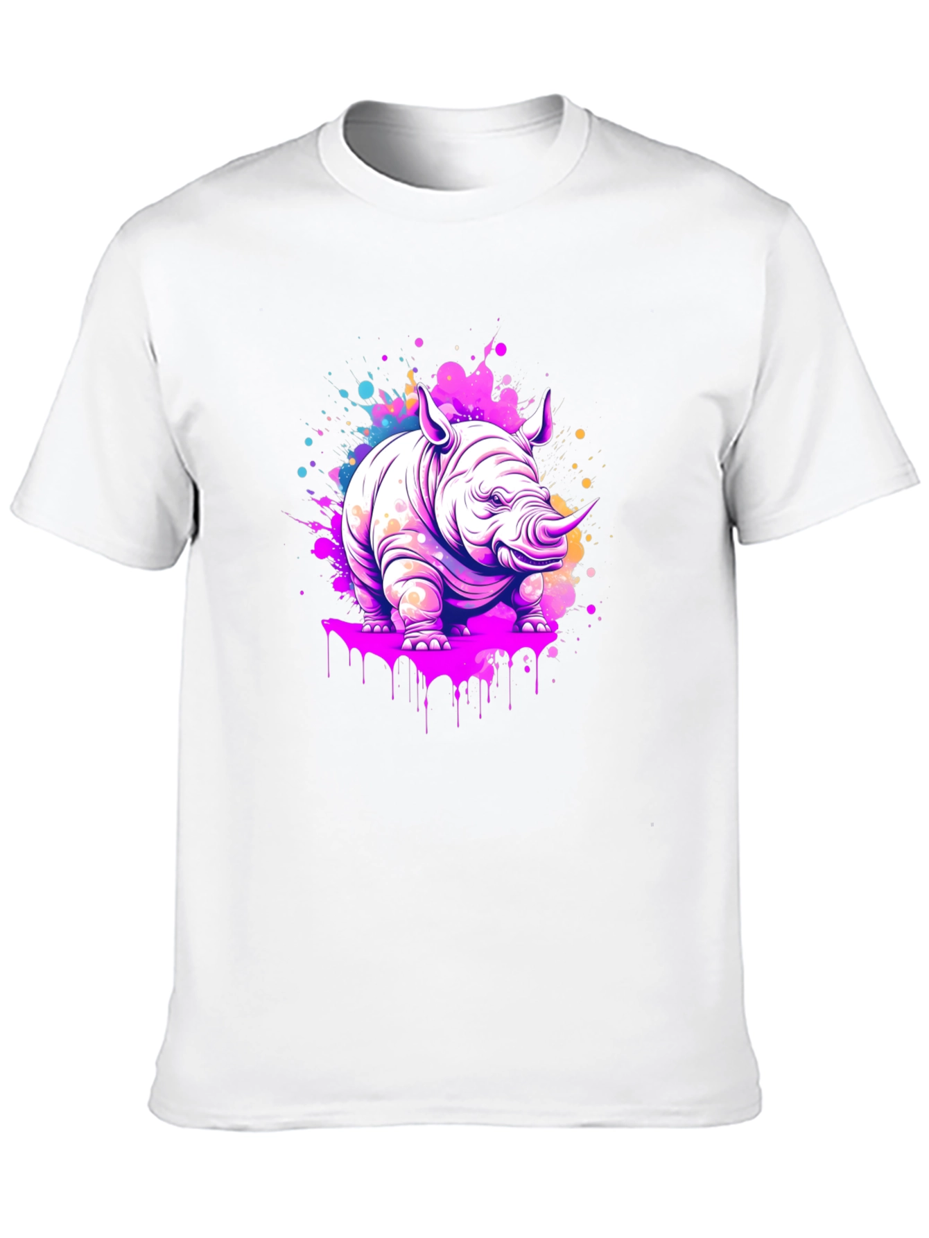 Vibrant Rhino Graphic Tee - Modern Art Style