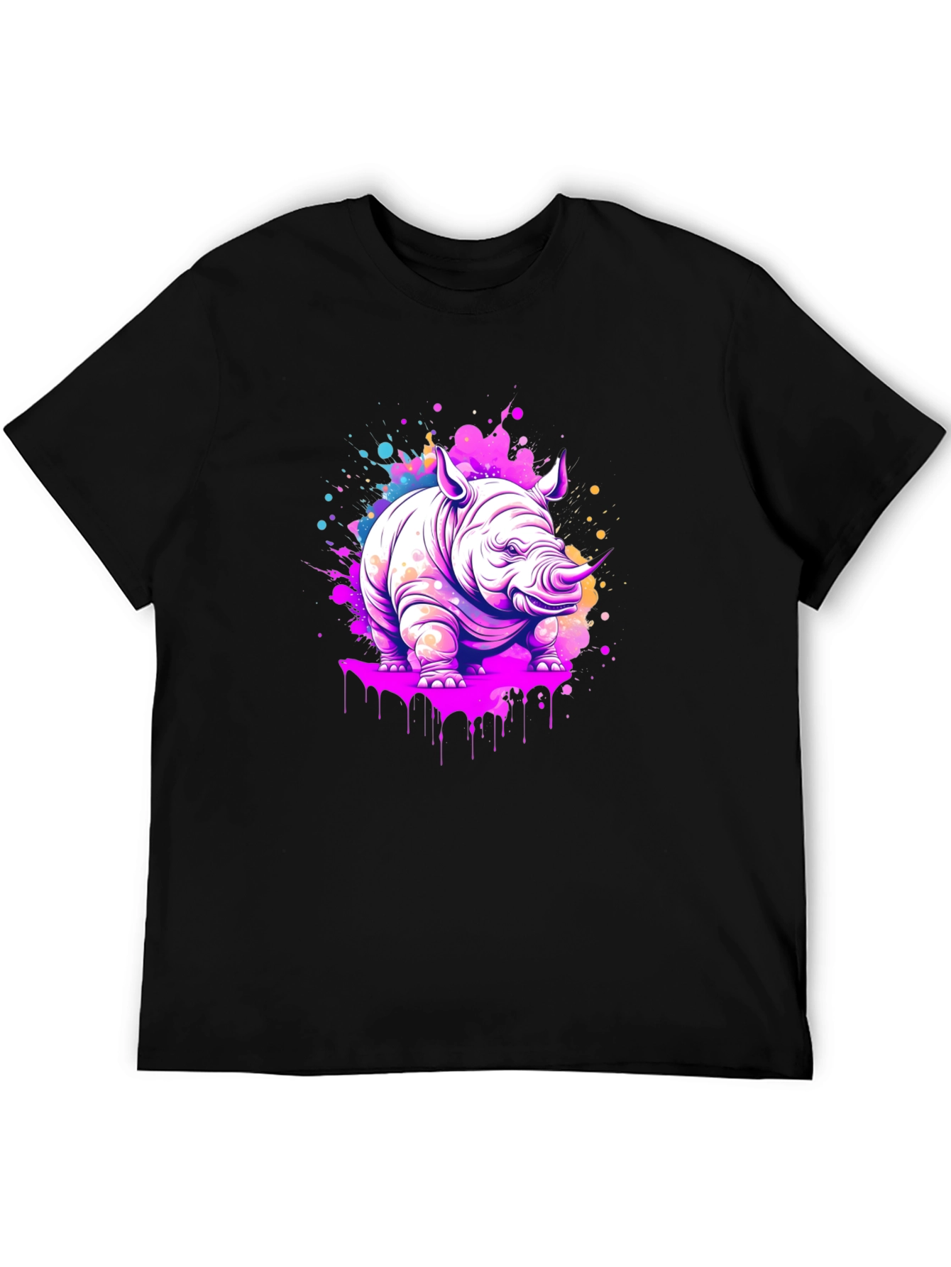 Vibrant Rhino Graphic Tee - Modern Art Style