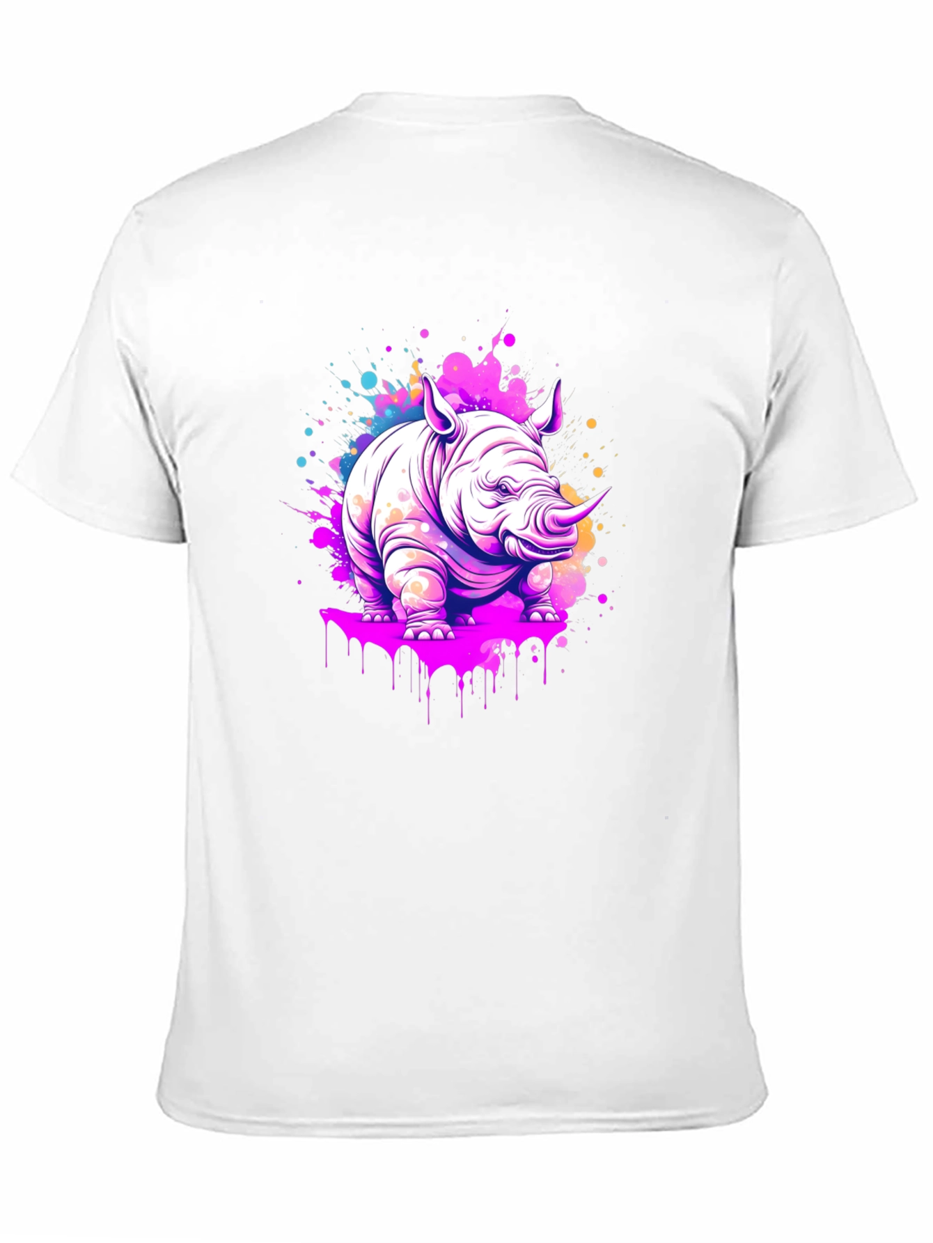 Vibrant Rhino Graphic Tee - Modern Art Style