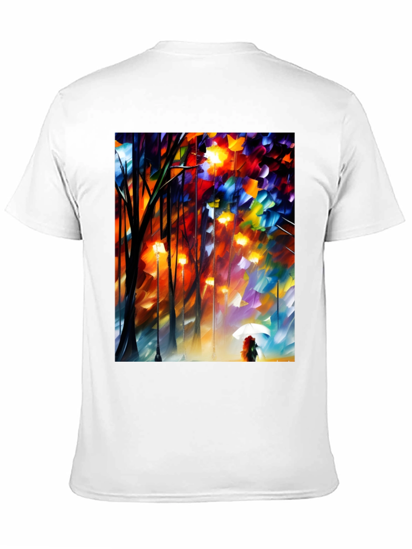 Artistic Autumn Rain T-Shirt - Expressive Palette Knife Design