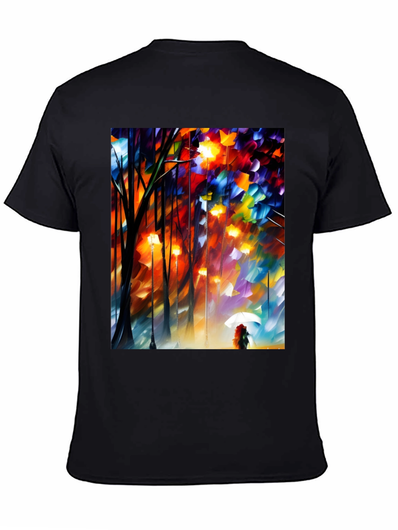 Artistic Autumn Rain T-Shirt - Expressive Palette Knife Design