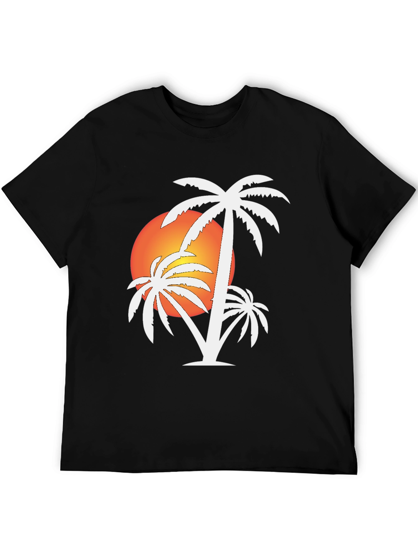 Sunset Palm Tree Black T-Shirt