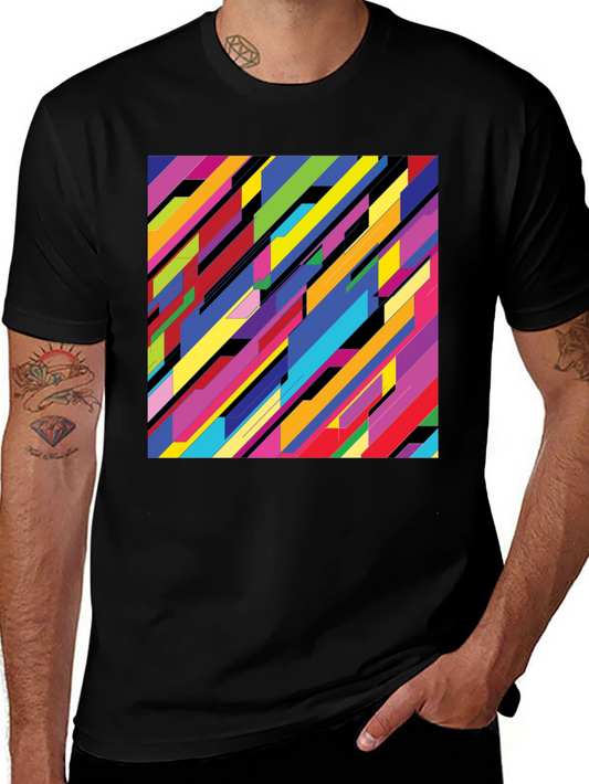 Abstract Geometric Pattern Tee - Colorful Modern Design