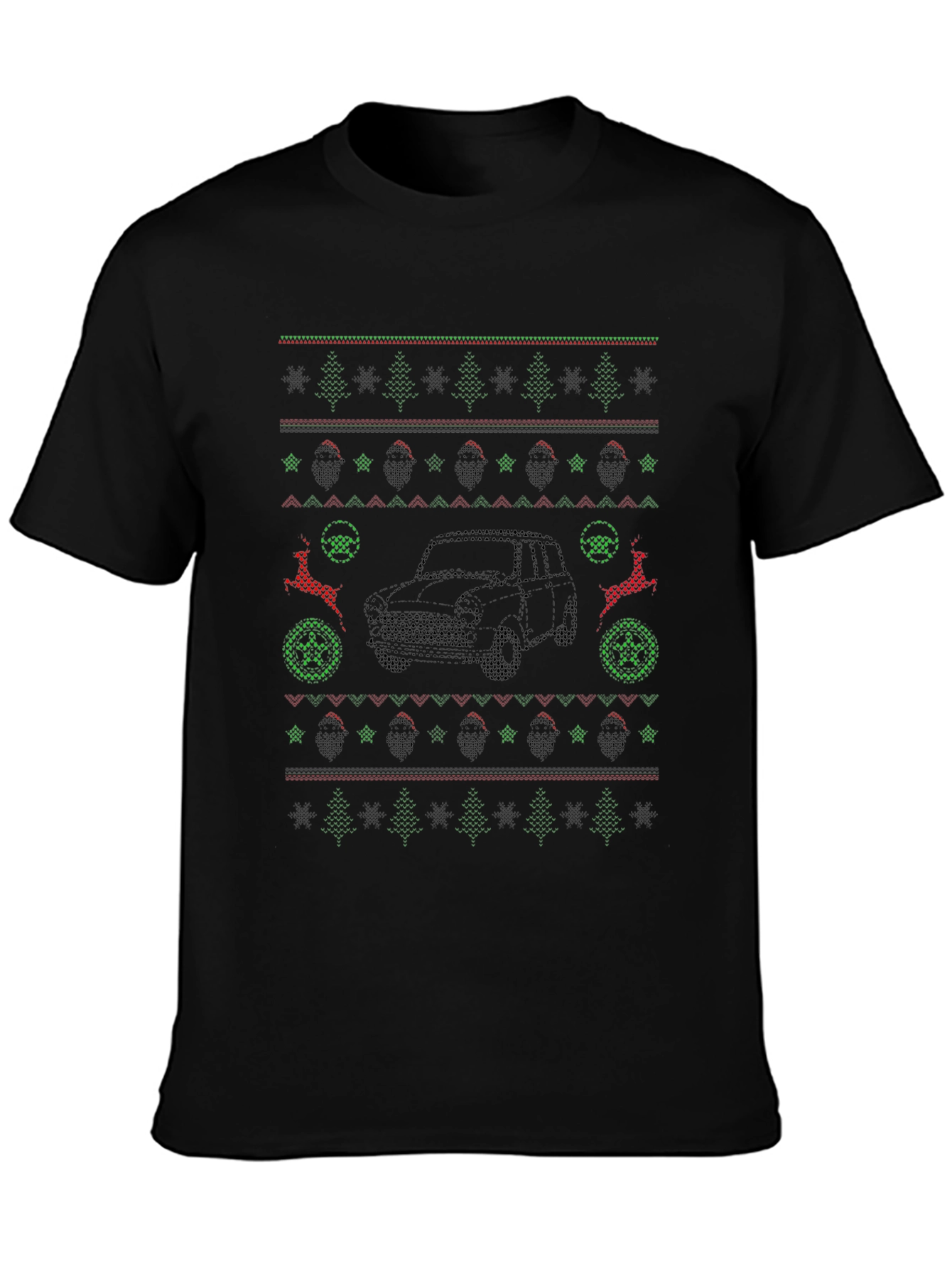 Ugly Christmas Car Pattern T-Shirt