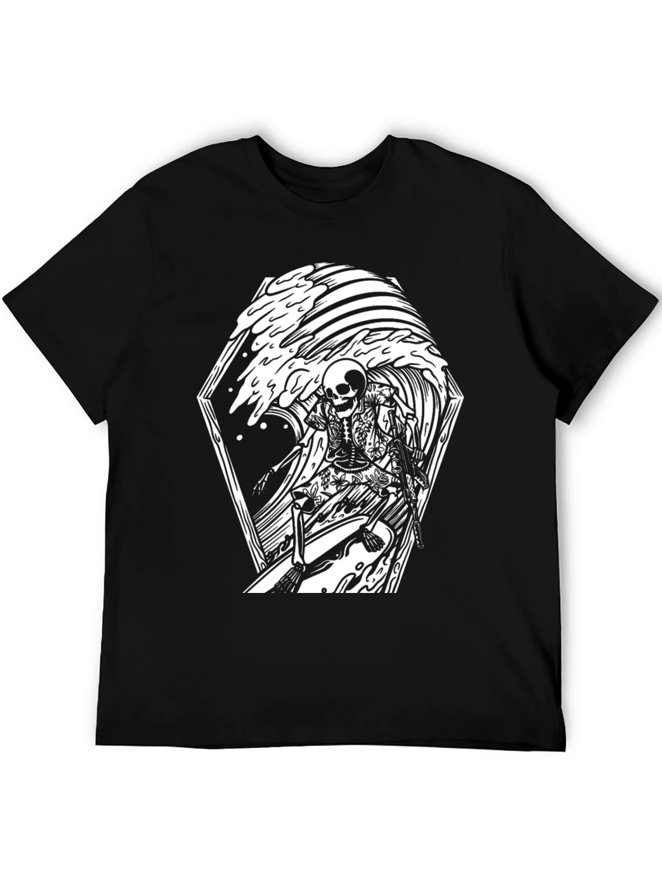 Skeleton Surfer Graphic Tee - Black
