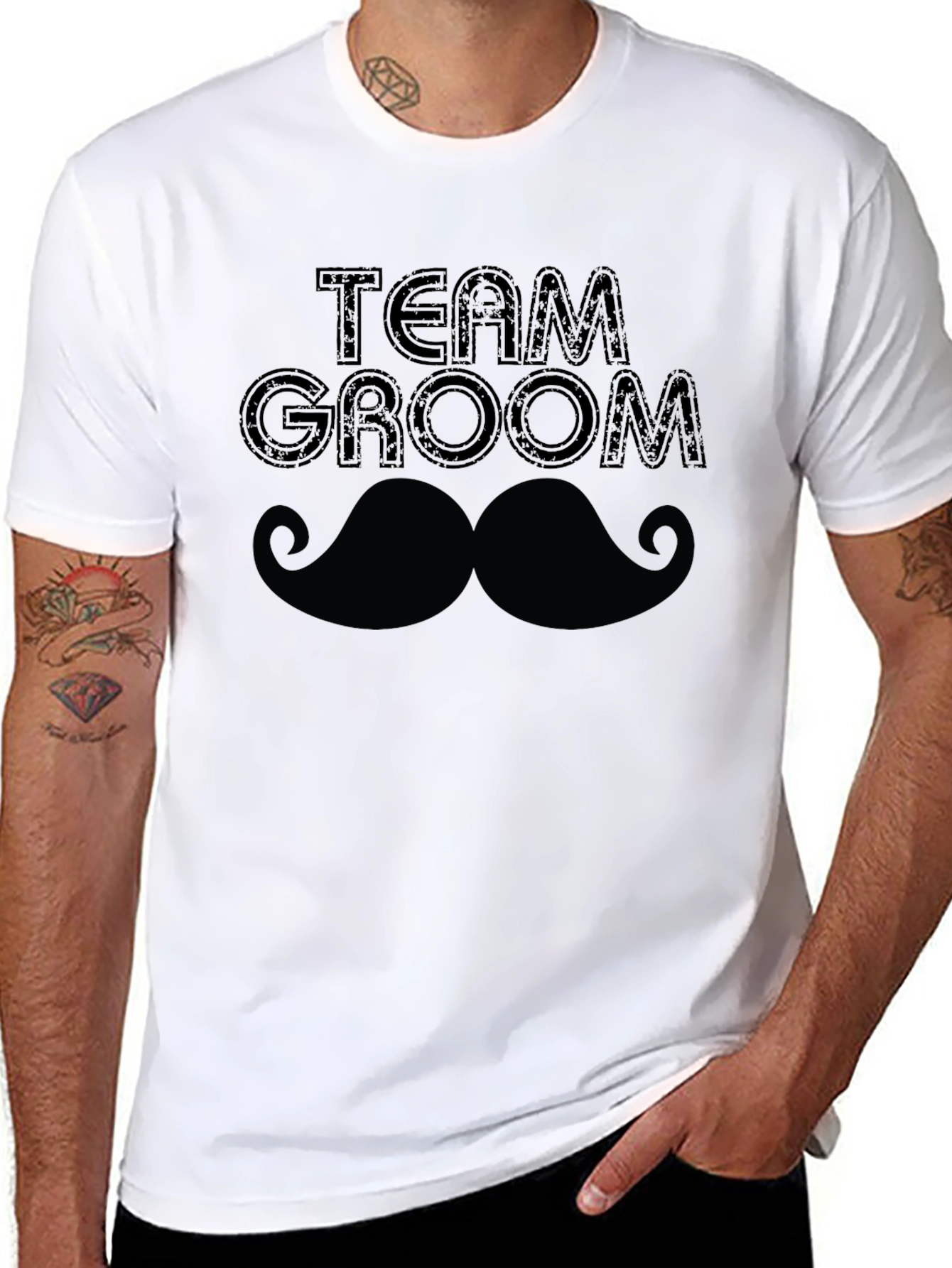 Team Groom Mustache Graphic Tee - Black