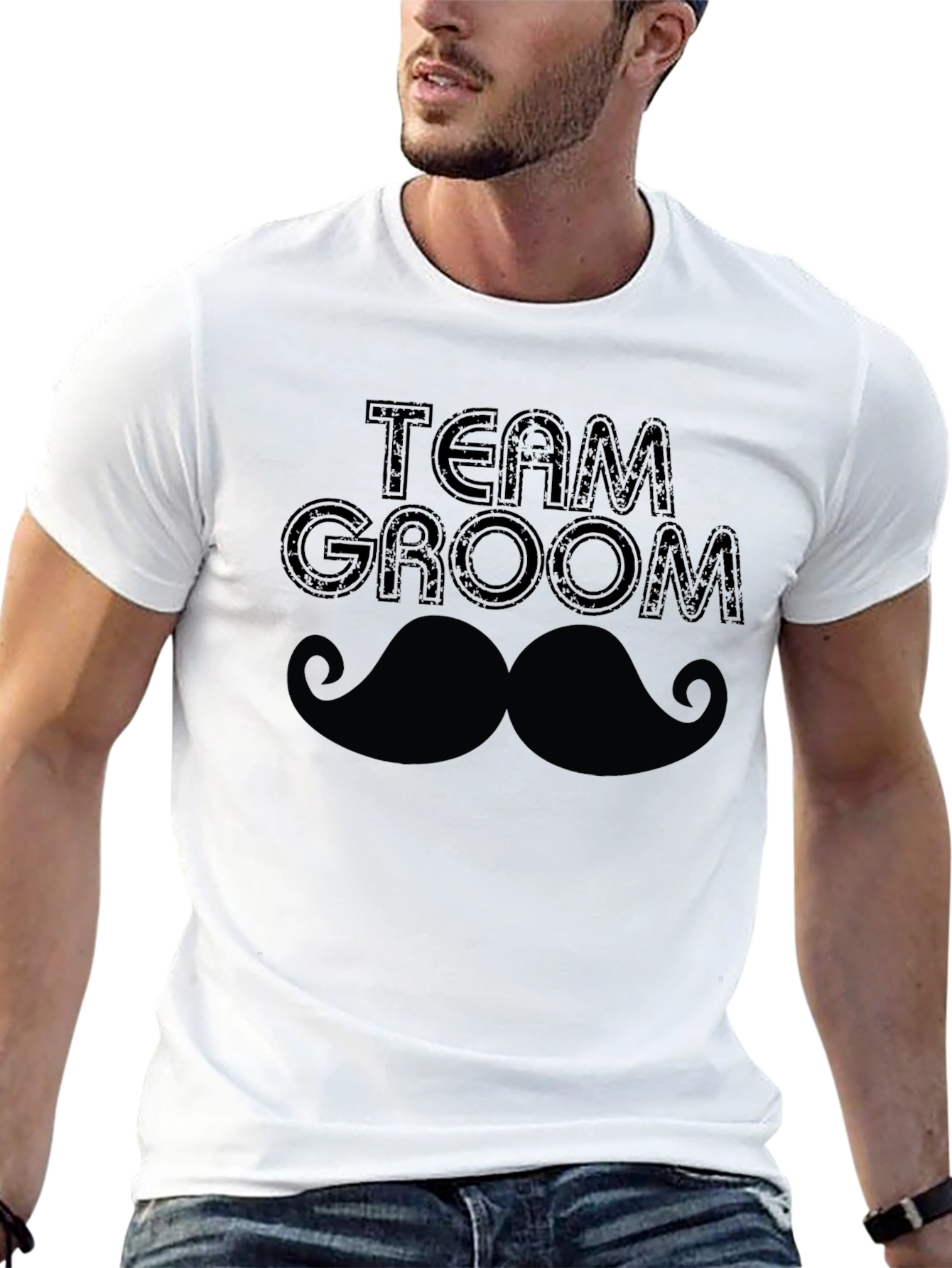 Team Groom Mustache Graphic Tee - Black