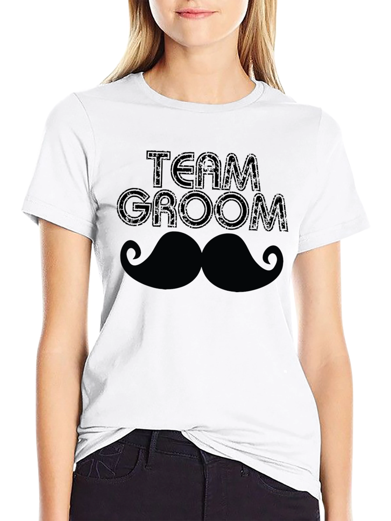 Team Groom Mustache Graphic Tee - Black