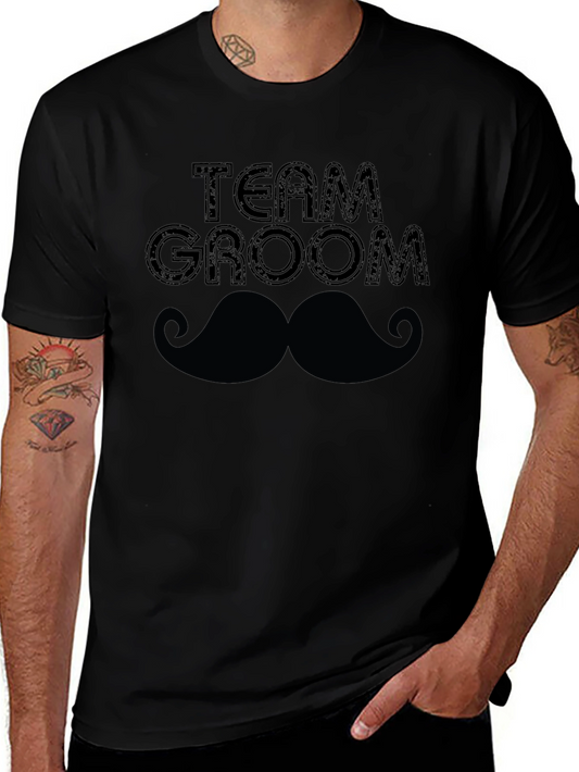 Team Groom Mustache Graphic Tee - Black