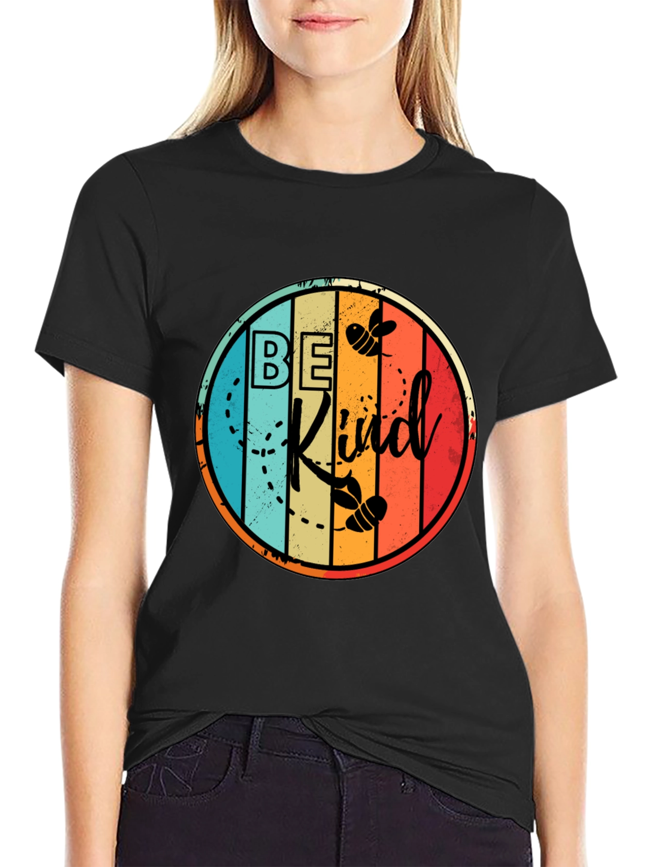Be Kind Bee Graphic Black T-Shirt