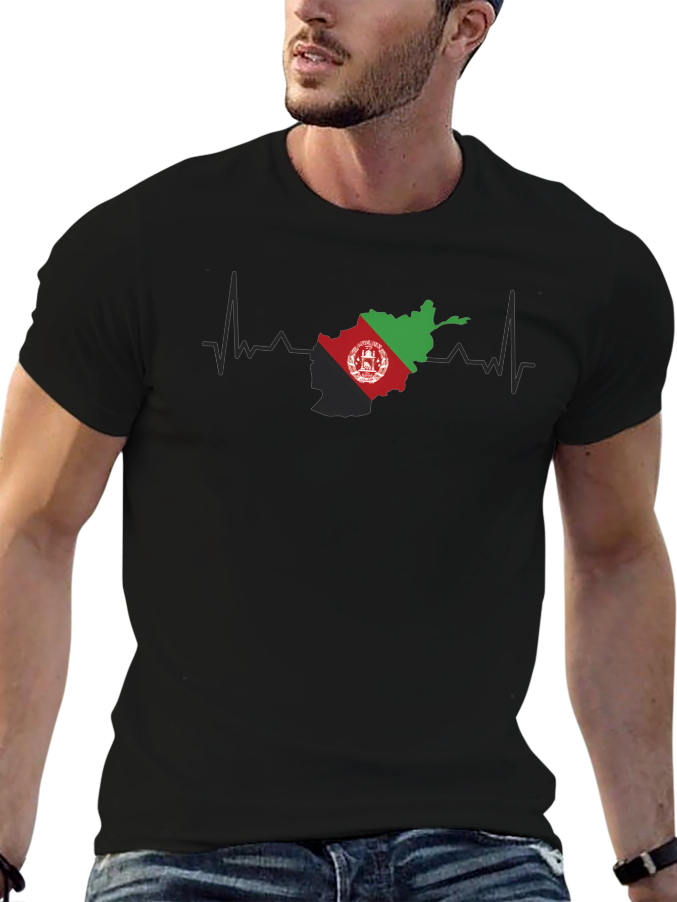 Afghanistan Flag Heartbeat Graphic Tee