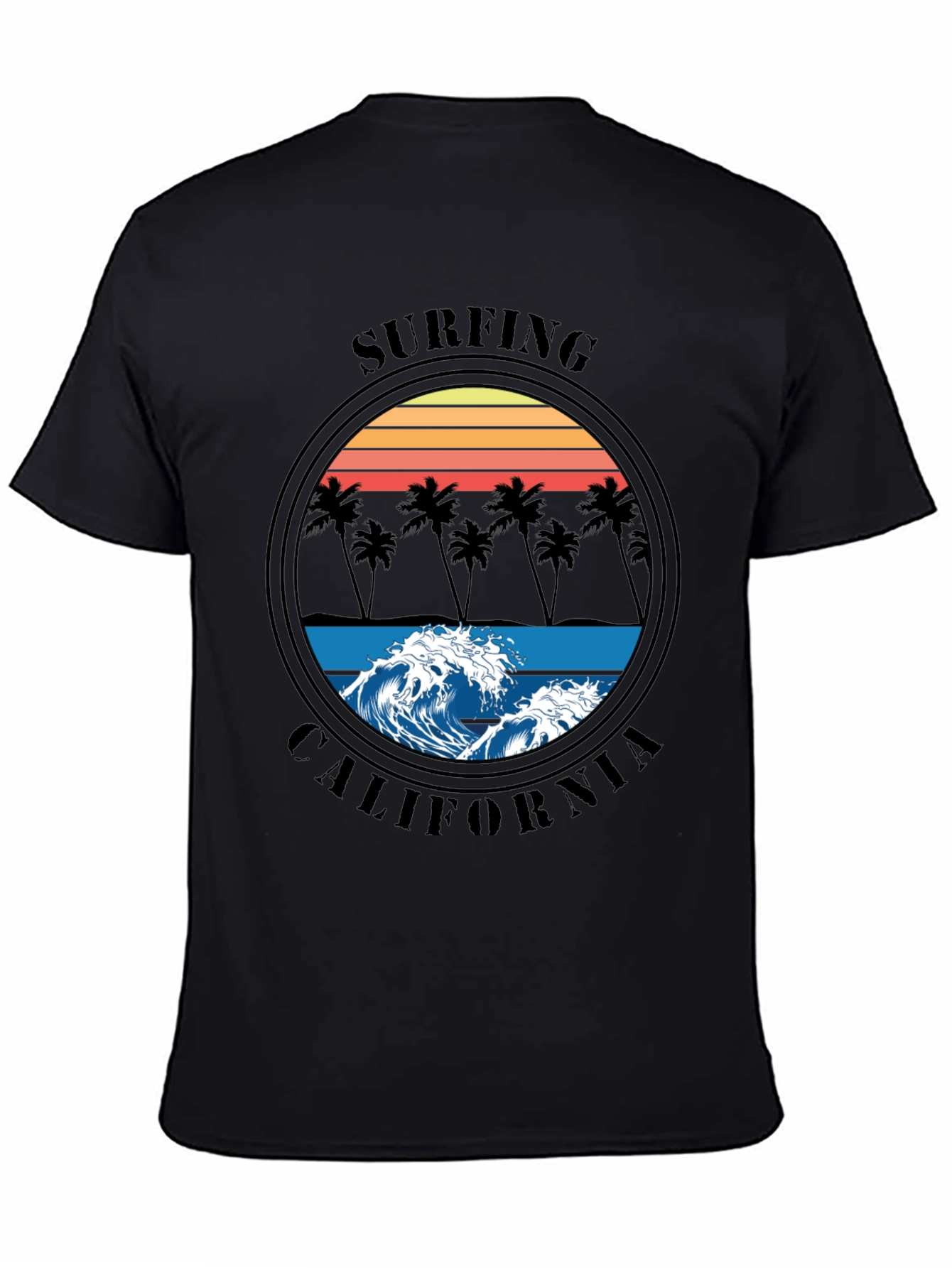 Surfing California Graphic T-Shirt - Black