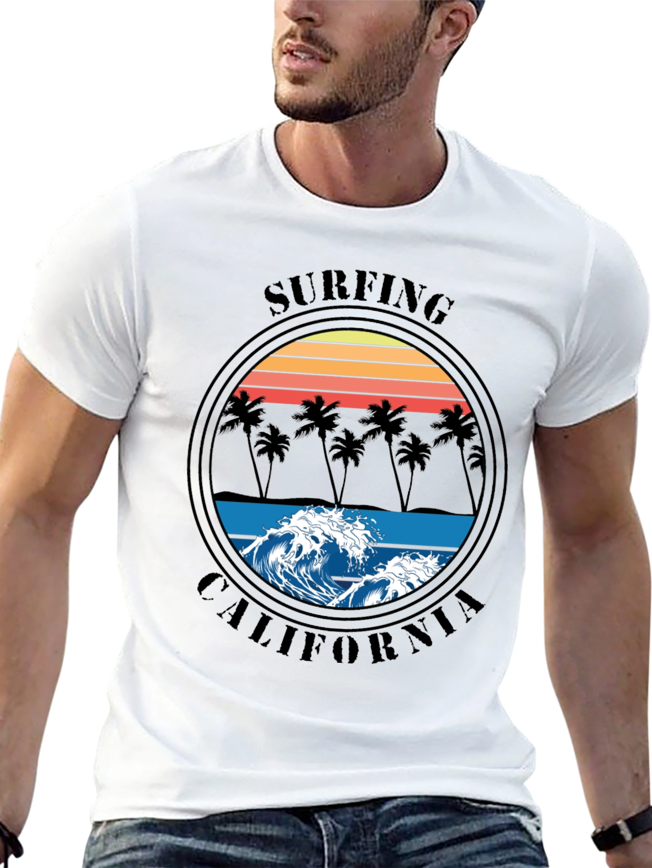 Surfing California Graphic T-Shirt - Black