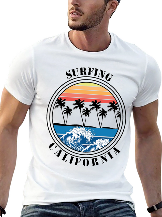Surfing California Graphic T-Shirt - Black
