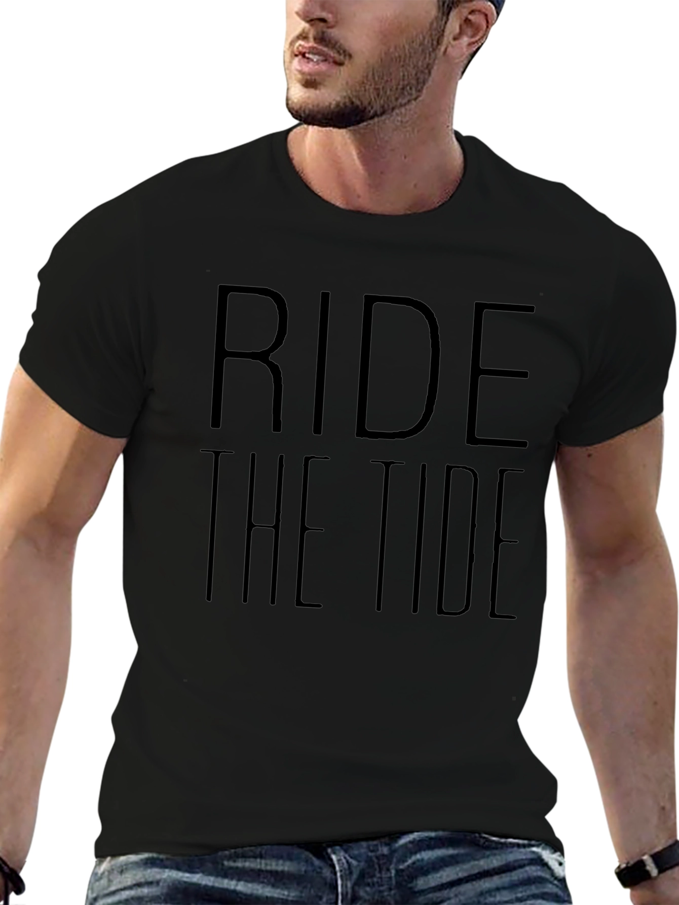 Ride the Tide Black Graphic T-Shirt