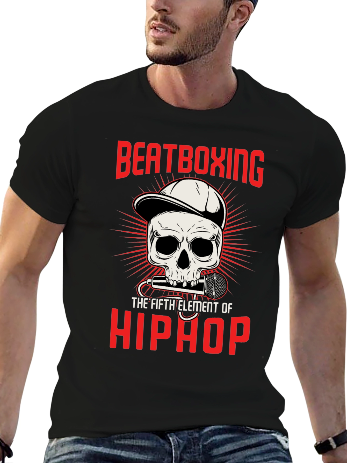 Beatboxing Hip Hop Skull Graphic T-Shirt