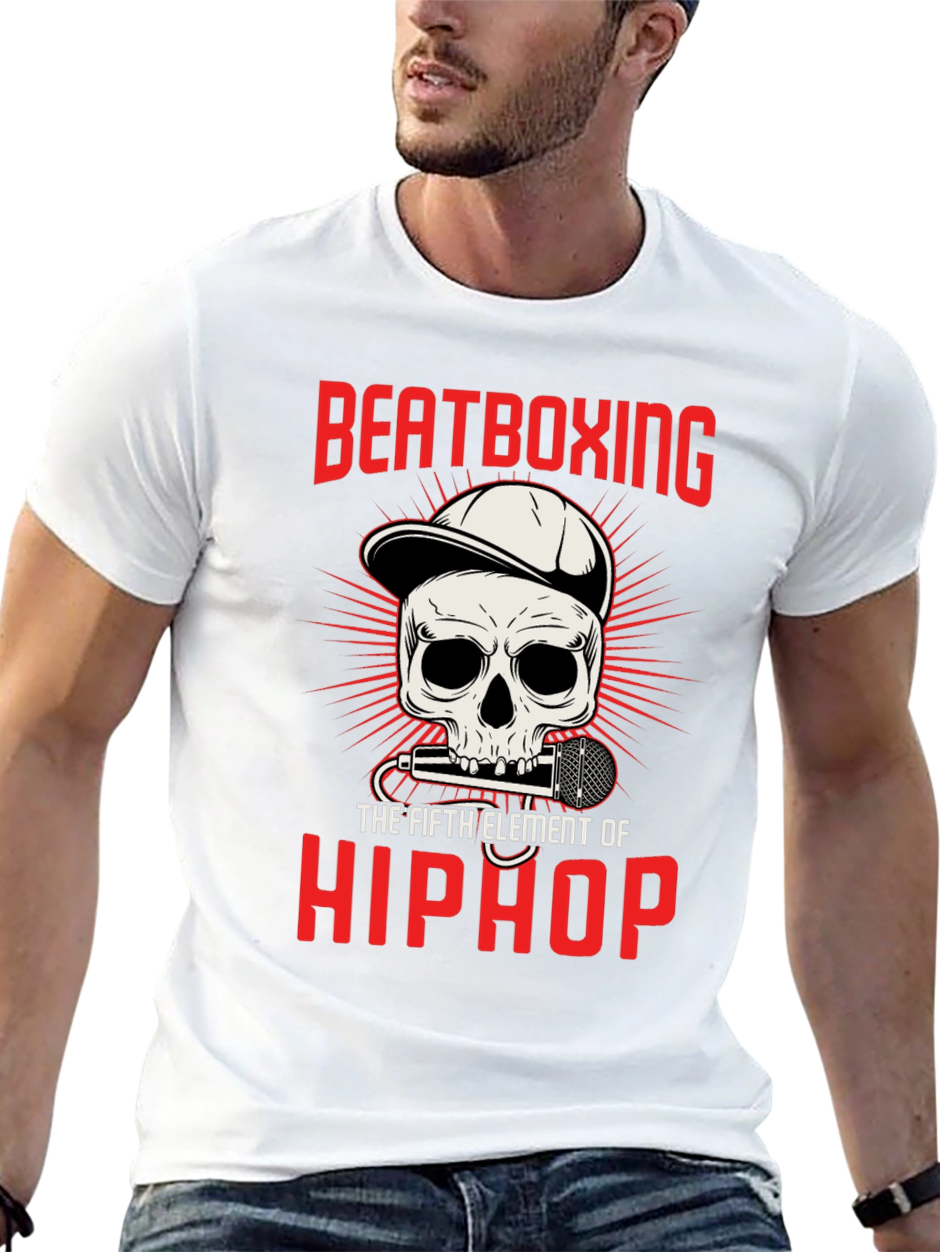 Beatboxing Hip Hop Skull Graphic T-Shirt