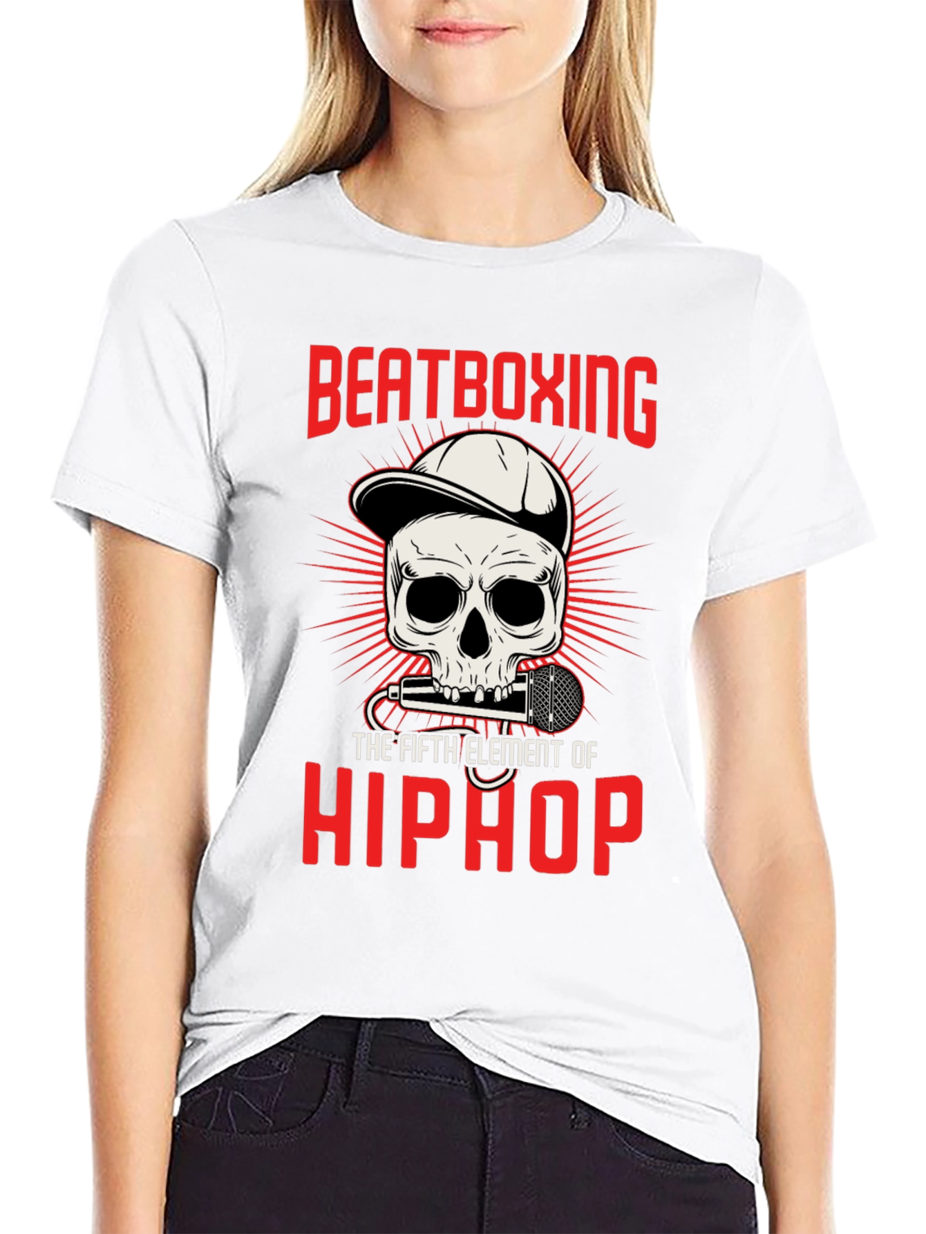 Beatboxing Hip Hop Skull Graphic T-Shirt