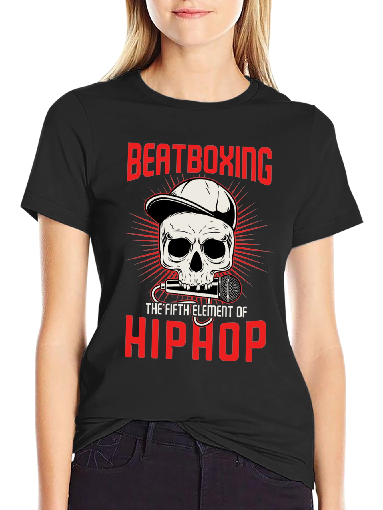 Beatboxing Hip Hop Skull Graphic T-Shirt