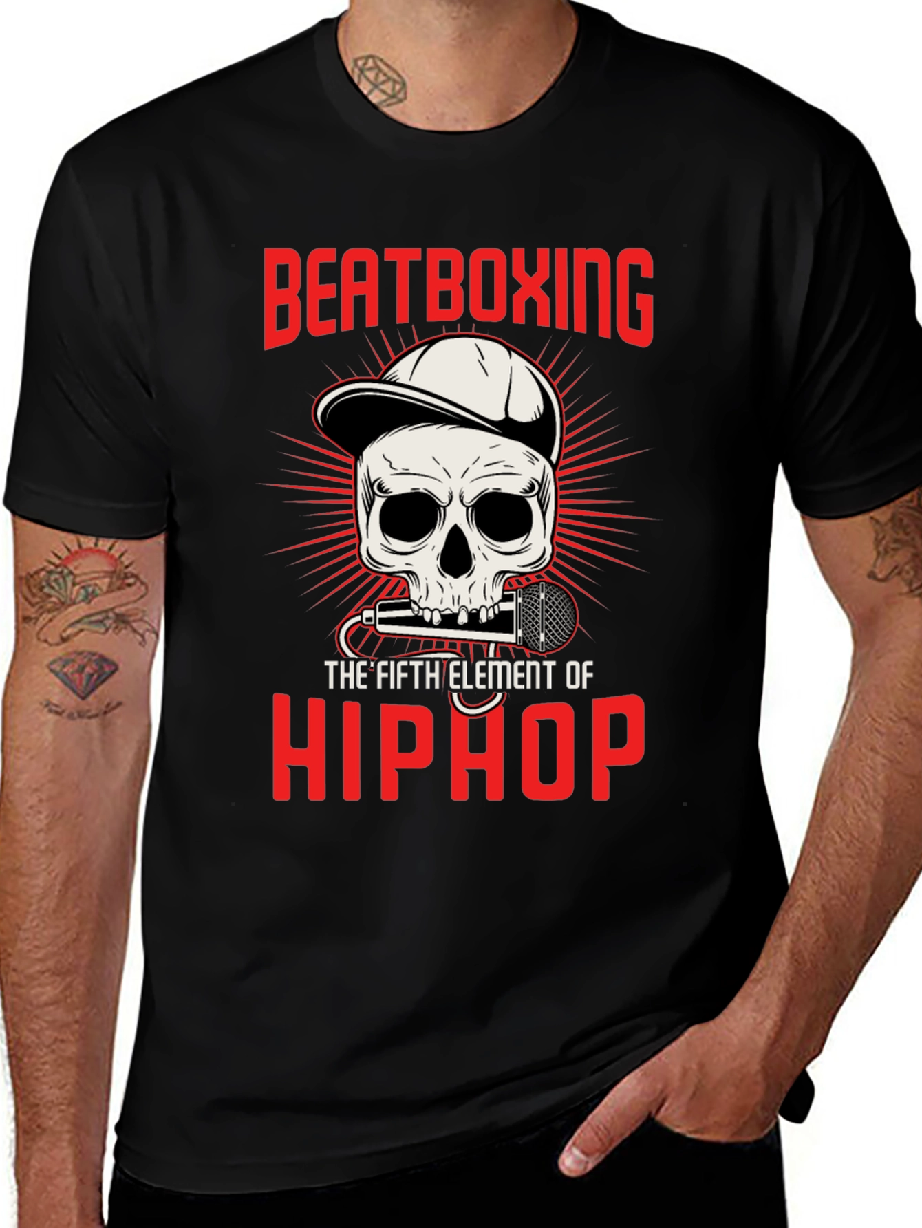 Beatboxing Hip Hop Skull Graphic T-Shirt