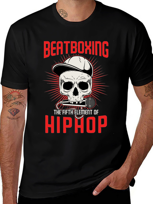 Beatboxing Hip Hop Skull Graphic T-Shirt
