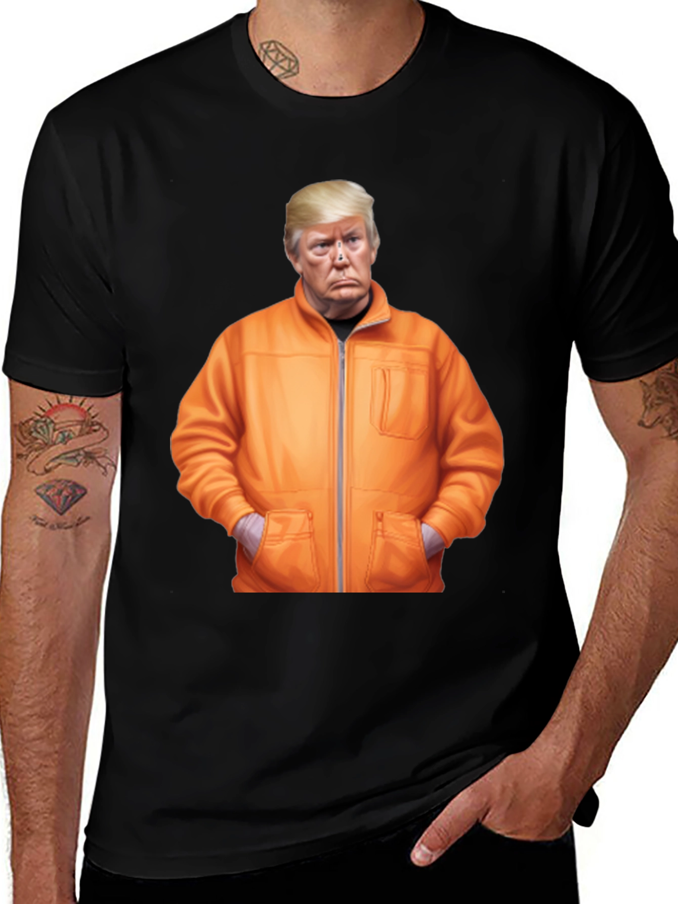 Trump Caricature Graphic Black Tee