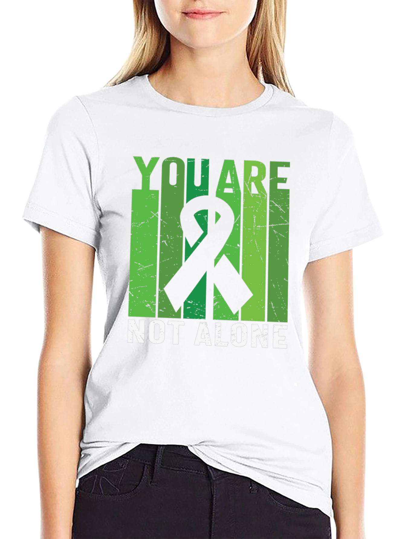 You Are Not Alone Mental Health Awareness Ribbon T-Shirt