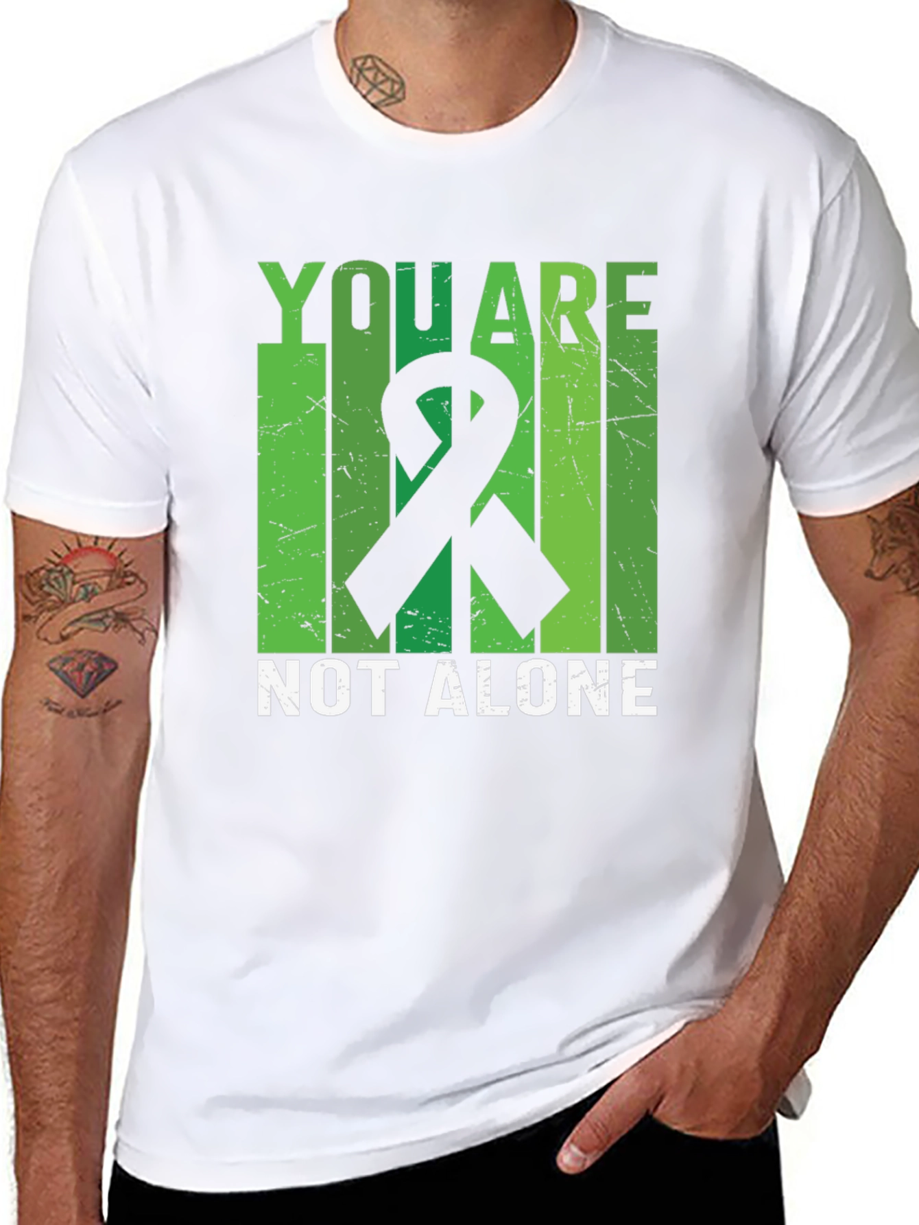 You Are Not Alone Mental Health Awareness Ribbon T-Shirt