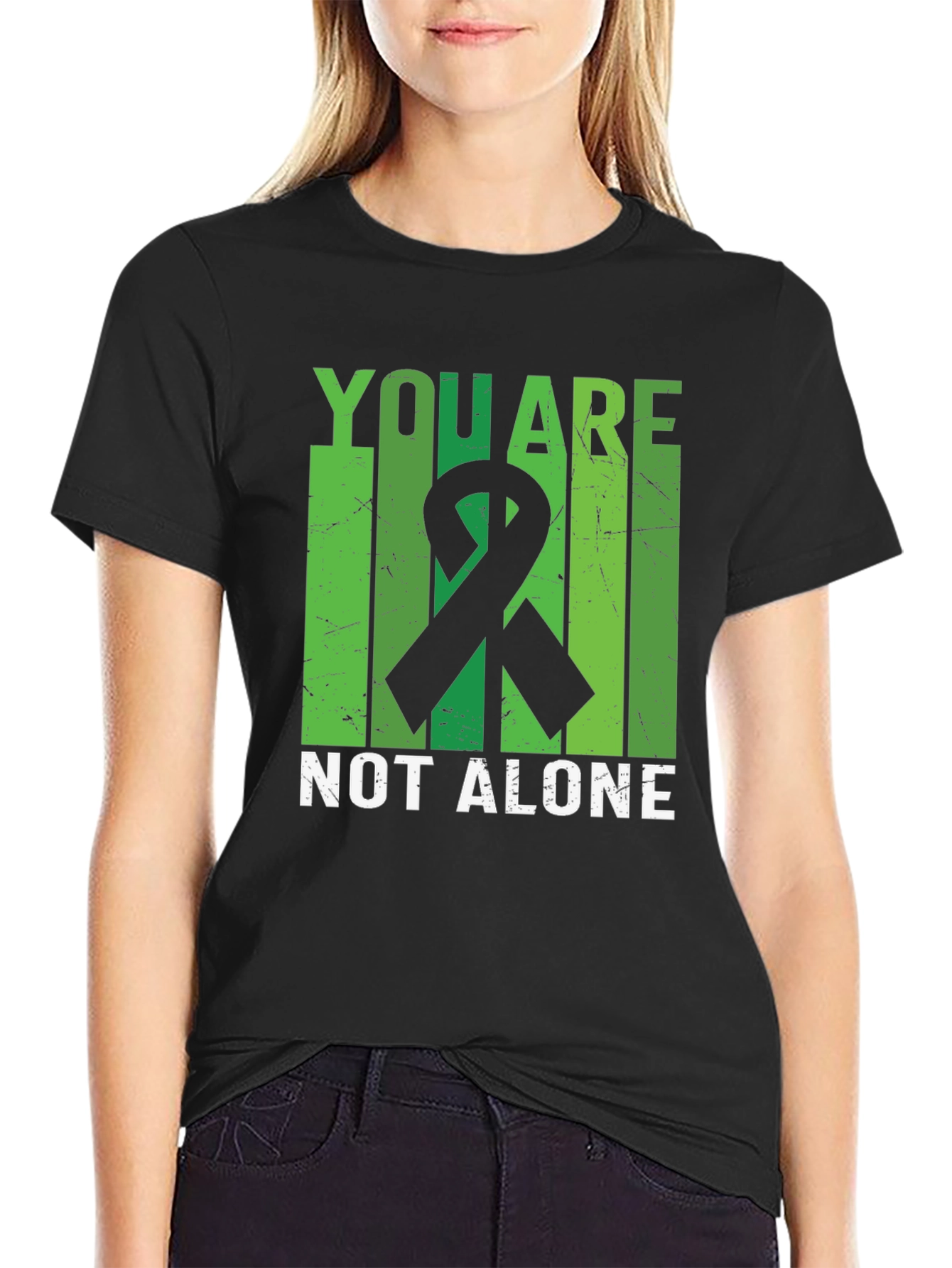 You Are Not Alone Mental Health Awareness Ribbon T-Shirt