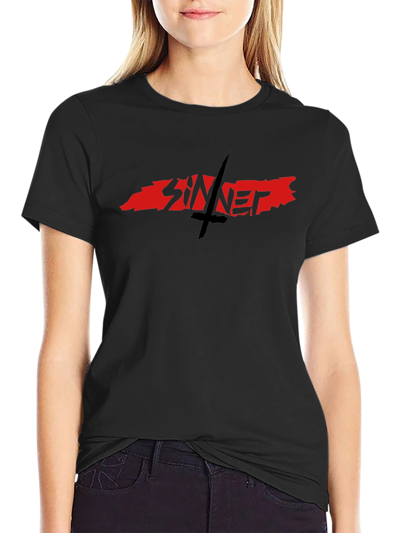 Sinner Graphic Tee - Black Cotton Blend