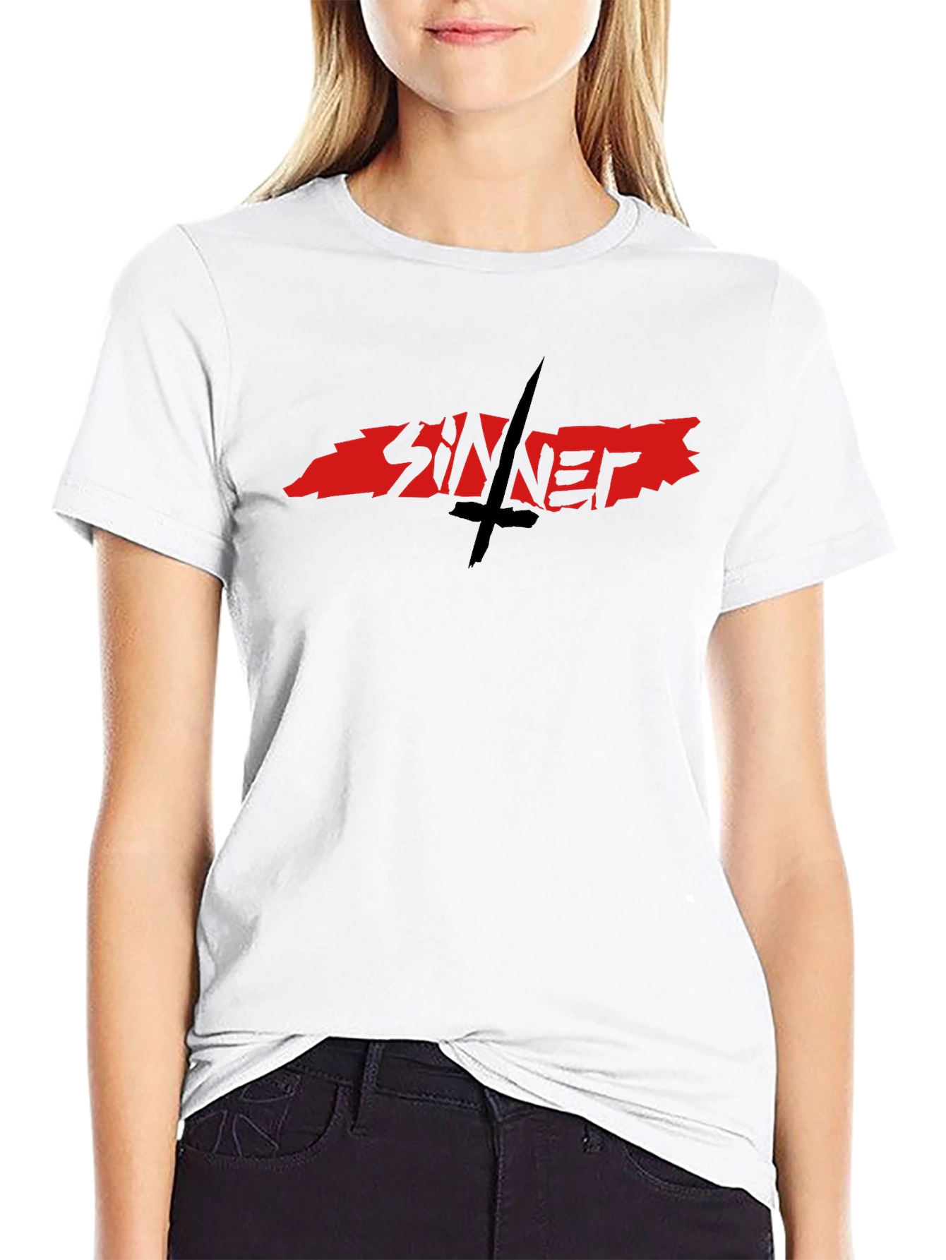 Sinner Graphic Tee - Black Cotton Blend
