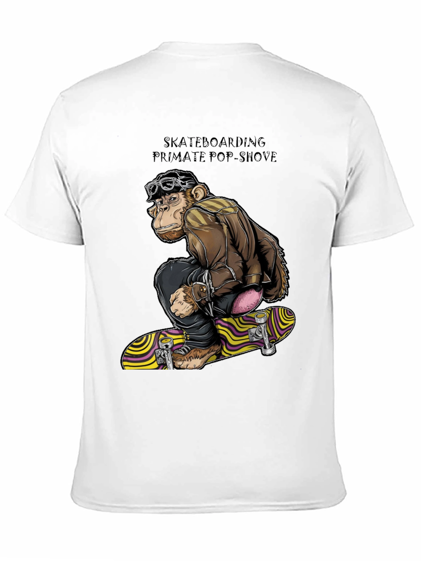 Skateboarding Monkey Graphic T-Shirt - Black