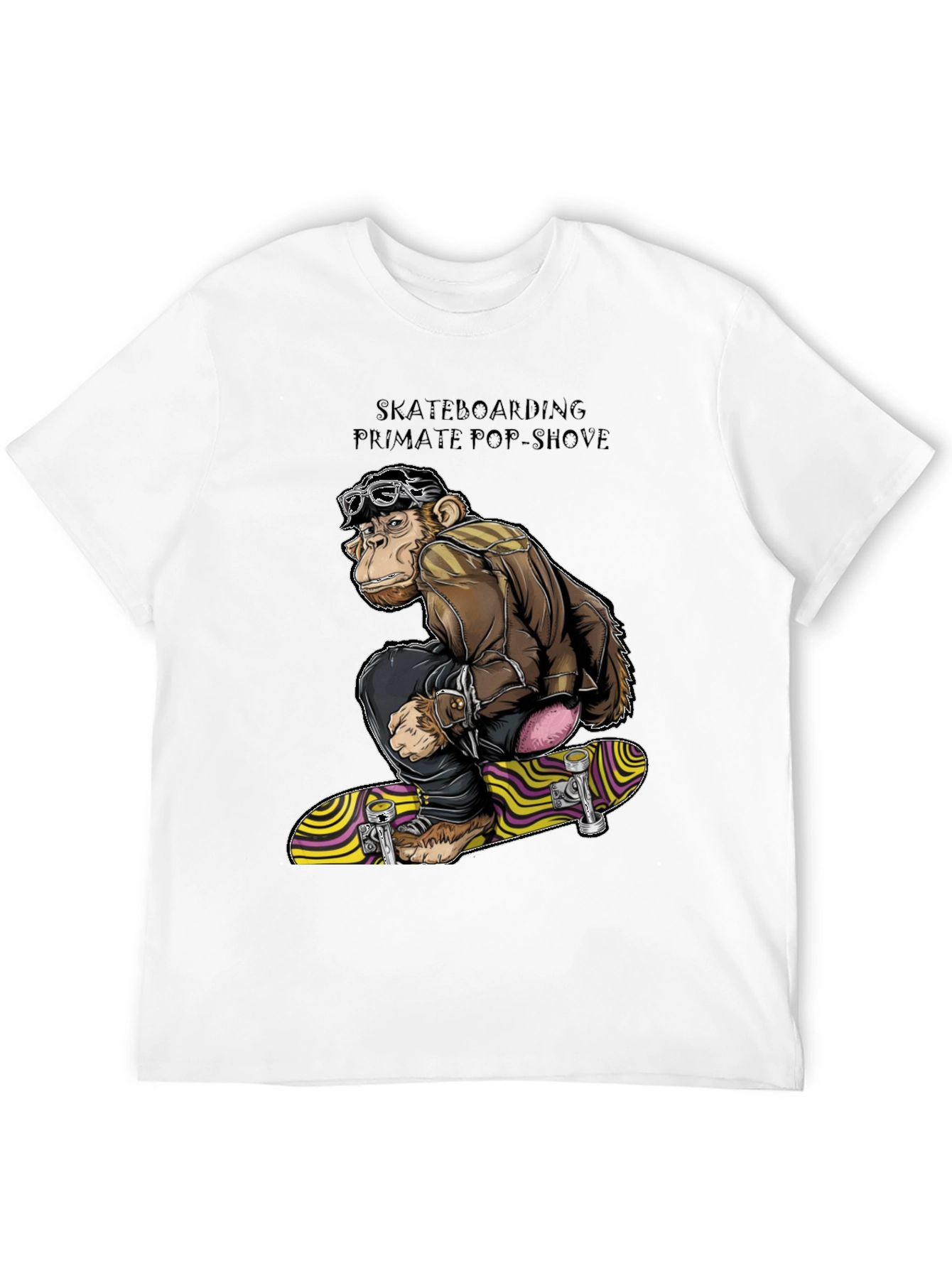 Skateboarding Monkey Graphic T-Shirt - Black